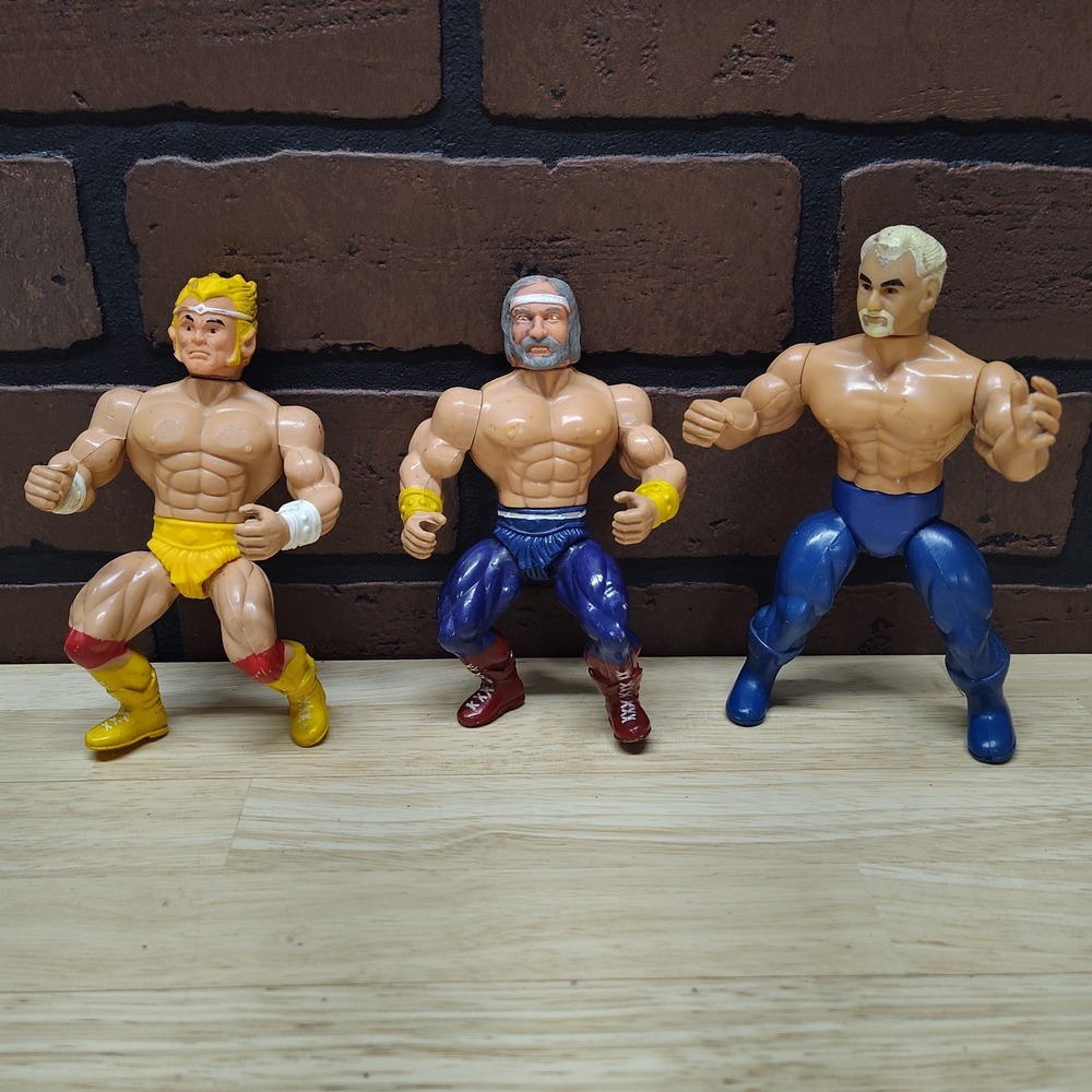 Three wrestling figures Pete Precious vintage